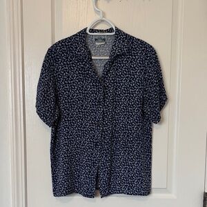Vintage Navy Floral Button-Down Women’s Shirt
